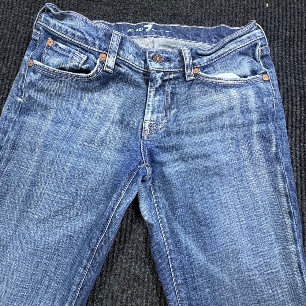 7 For All Mankind Jeans Womens 28 Blue Bootcut Medium Wash Stretch Denim - Picture 2 of 13